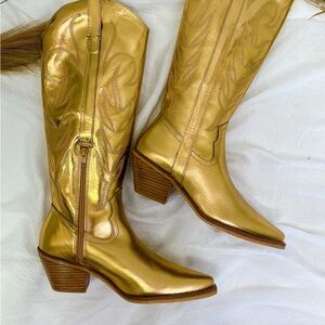 Gold Western Cowboy Boots